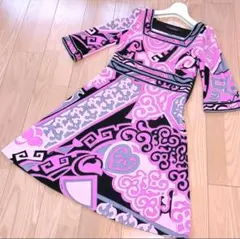 50 レオナール ロング ワンピース 花柄 トリム コットン ホワイト M