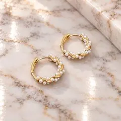 再入荷！ リングピアス フープピアス パール 高見え 上品 ピアス シンプル