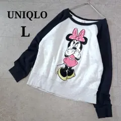 ミニーマウス【ユニクロ】ラグラントレーナー バイカラー 長袖 ミニーキャラクター