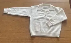 新品　Ada ポロニットセーター　ホワイト　赤ライン入り　フリーサイズ