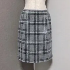 ミッシュマッシュ チェック ウール タイト スカート グレー