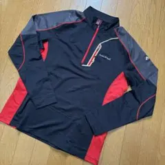 mont-bell ハーフジップ長袖トップス 黒/赤