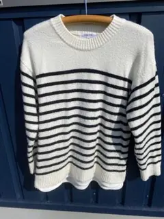 【GLOBAL WORK】ボーダーセーター　白黒　150サイズ