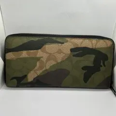 COACH マホガニー×ダークグリーンカモフラージュ 長財布　付属品あり