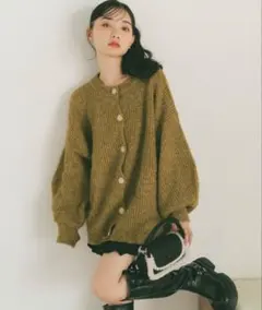 VANNIE U ミックスオーバーニットカーディガン