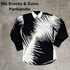 90s Brooks & Dunn Panhandleトライバル 柄シャツ 白黒