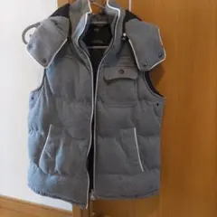 AZUL by moussy フード付きダウンベスト グレー