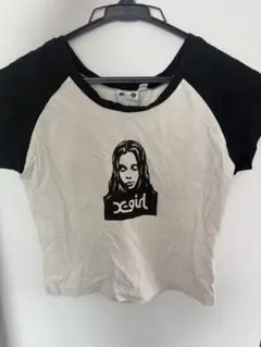 x-girl ラグランスリーブ Tシャツ Sサイズ ホワイト/ブラック