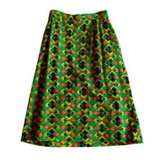 昭和レトロスカート　vintage 総柄　マルチカラー　派手アート　ヴィンテージ