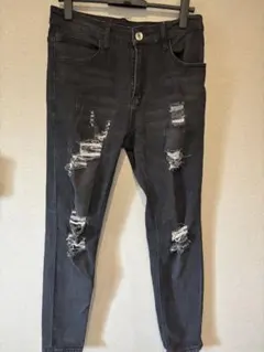 US UKドリル ダメージジーンズ クラッシュデニム AMIRI mnml 黒