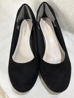 パンプス　ローヒール　幅広25センチ4E黒