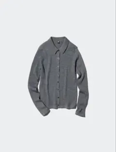 UNIQLO ユニクロ　メリノリブポロカーディガン グレー　Mサイズ　廃盤