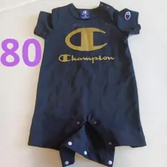 Champion 黒 ロンパース 80