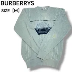 Burberrys ニット セーター ロゴ刺繍 M 馬上の騎士 ブルー トップスのサムネイル