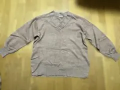 【美品】GU／Vネック／長袖セーター／ブラウン／M