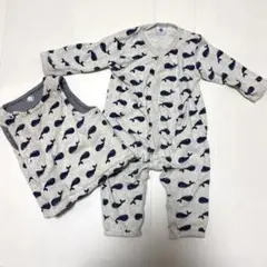 【美品】PETIT BATEAU クジラ柄ロンパースとベスト　セット 12m