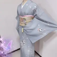 は*ん様 化繊絹風訪問着フルセット4点　美品着物＋特選帯+新品帯締+新品帯揚　ゆ 000000015607_SvGlvB5.jpg