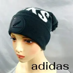 adidas ALL BLACKS ポンポン付きニット帽　ブラック
