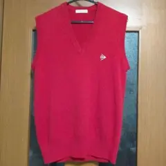 ダンロップ 赤いニットVネックベスト L