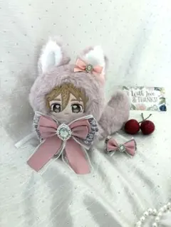 ❤︎ぬい服 兎垂れ耳 ピンク 10-12cmパールストラップ付き❤︎76