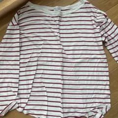 BEAUTY & YOUTH 赤ストライプ長袖Tシャツ