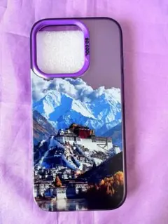 山の風景 iPhone16proケース 紫色