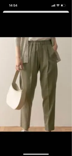 【DOORS】リネン混テーパードイージーパンツ ＊Ｍ☆カーキ