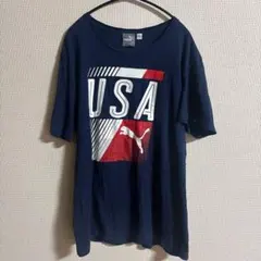 【PUMA】USAロゴ Tシャツ ネイビー Lサイズ プーマ スポーツウェア