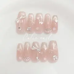 ネイルチップ　量産型　フレンチガーリー　推しネイル　ワンホン　マグネット　チーク