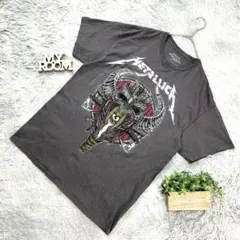 METALLICA バンドTシャツ ヴィンテージ風プリント(L)グレー系