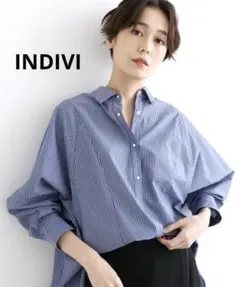 【INDIVI】洗える/コットン100%ドルマンスリーブ オーバーシャツのサムネイル