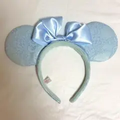 水色 ミッキー耳 カチューシャ レース ディズニー