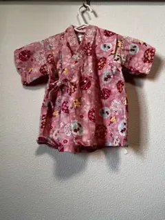 とっても可愛いピンク花柄甚平 90cm