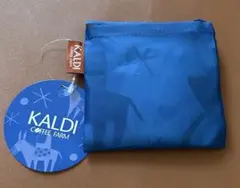 カルディ　エコバッグ　ブルー×ホワイト