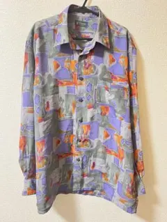 レトロ Luijanne ルイジャンヌ ヴィンテージ シャツ L 総柄 メンズ