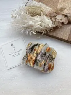 ꕤインド刺繍リボン　ポニーフック　ヘアカフ　黄色　ラベンダー　ꕤ