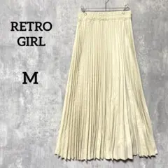 美品　レトロガール　プリーツスカート　アイボリー　M ロング丈　秋冬ウエストゴム