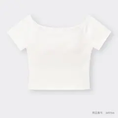 ブラフィールクロップドオフショルダーT(半袖) 白