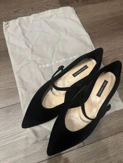 美品 FABIO RUSCONI ブラック フラットシューズ メリージェーン