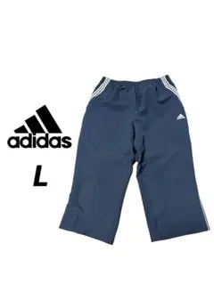 adidas メンズ 七分丈ジャージパンツ ネイビーLサイズ