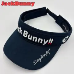 【JackBunny】サンバイザー　ゴルフ　立体ロゴ刺繍　ネイビー　紺　うさぎ