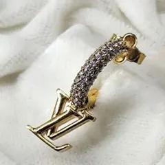 26868✨ルイヴィトン ピアス フープ LV ゴールド ラインストーン 片耳のサムネイル