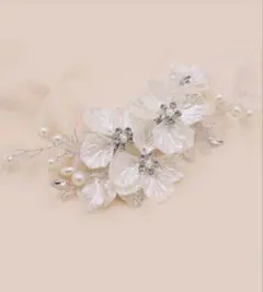 ホワイト花モチーフヘッドドレス ウエディング