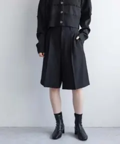 yuw ハーフトラウザーパンツ ブラック ハーフパンツ LOWRYSFARM