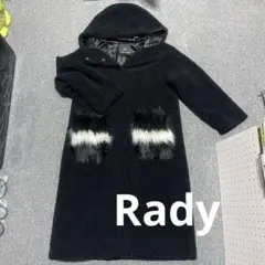 Radyフード付き黒ボアコート・ファー付きポケット