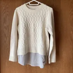 crocodileアイボリー ケーブル編みニット レイヤード