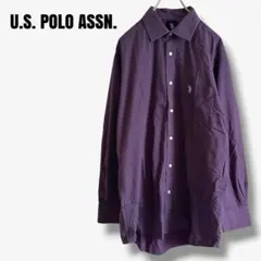 sy53126 U.S. POLO ASSN. ドット柄長袖シャツ 紫 刺繍ロゴのサムネイル