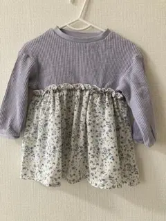 紫の花柄ワンピース 90サイズ