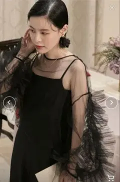 ブラック フリル シースルーパーティードレス