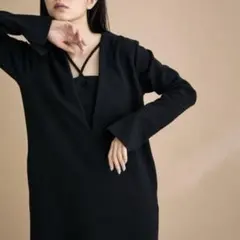 ADAM ET ROPE' アダムエロペ 黒 ロング ワンピース Vネック